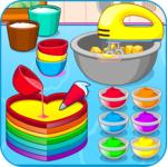Cooking colorful cake icon