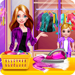 Mommy and Little Baby Laundry Day icon