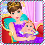 Pregnant queen gives birth icon