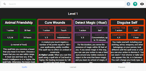 D&D Spell Cards - Free pc screenshot