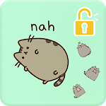 Pusheen Kawai Cat Wallpaper Pattern Customize Lock icon