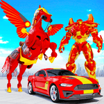 Flying Muscle Car Robot Transform Horse Robot Game icon