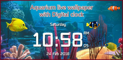 Aquarium live wallpaper with digital clock pc screenshot Aquarium live wallpaper with digital clock pc screenshot