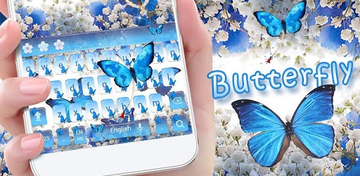 Blue Butterfly Keyboard Theme Baby's Breath Flower pc screenshot