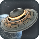UFO Space Ship in the Moon 3D icon
