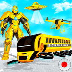 Flying School Bus Robot: Hero Robot Games icon