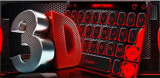 3D Black And Red Tech Keyboard Theme pc screenshot