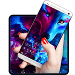 Blue Ice Fire Wolf Keyboard Theme icon
