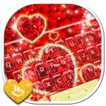 Sparkling Glitter Red Golden Heart Keyboard Theme icon