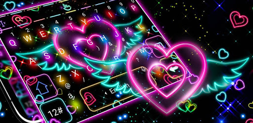 Colorful Neon Sparkling Heart Keyboard Theme pc screenshot Colorful Neon Sparkling Heart Keyboard Theme pc screenshot
