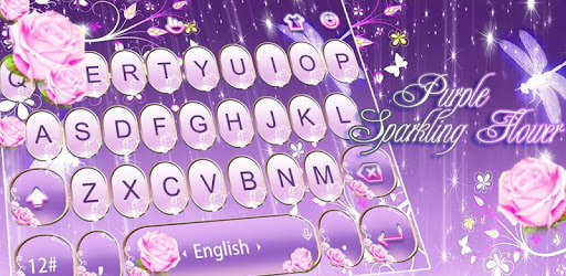 Purple Sparkling Flower Keyboard Theme pc screenshot Purple Sparkling Flower Keyboard Theme pc screenshot