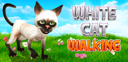 White cat walking pc screenshot White cat walking pc screenshot