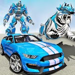 US Police Transform Robot Car White Tiger Game icon
