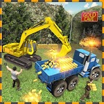 Gold Excavator Crane Driver 3D icon