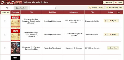 DriveThruRPG Library pc screenshot DriveThruRPG Library pc screenshot