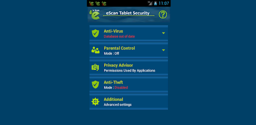 eScan Tablet Security pc screenshot