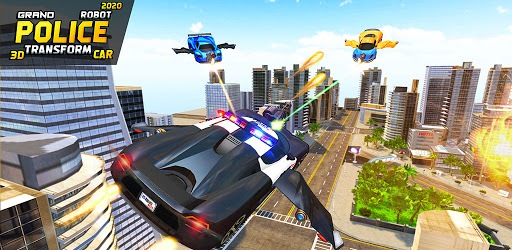 Flying Grand Police Car Transform Robot Games pc screenshot