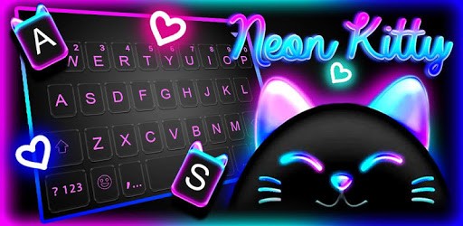 Cute Black Neon Kitty Keyboard Theme pc screenshot Cute Black Neon Kitty Keyboard Theme pc screenshot