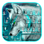 Cyan Neon Wolf Keyboard Theme icon