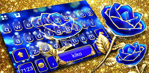 Gold Blue Rose Crystal Keyboard Theme pc screenshot