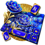 Gold Blue Rose Crystal Keyboard Theme icon