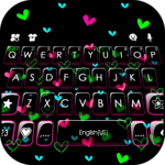 Shiny Neon Hearts Keyboard Theme icon