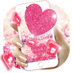 Pink Heart Glitter Keyboard Theme icon