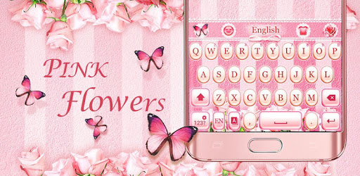 Pink Flowers GO Keyboard Theme pc screenshot