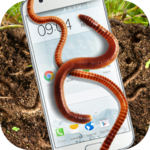 Earthworm in phone slimy joke icon