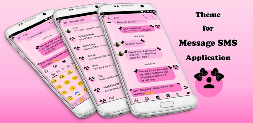 SMS Messages Ribbon Pink Black Theme emoji chat pc screenshot SMS Messages Ribbon Pink Black Theme emoji chat pc screenshot