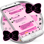 SMS Messages Ribbon Pink Black Theme emoji chat icon