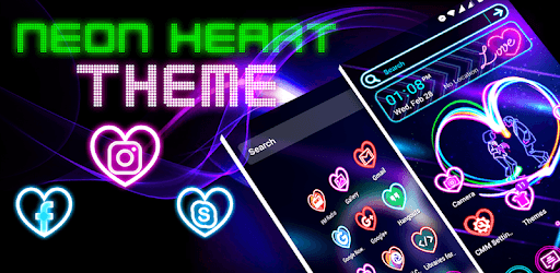 Neon Heart Launcher Theme pc screenshot