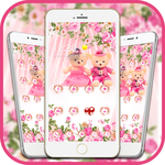 Pink theme teddy bear icon