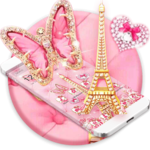 Pink Butterfly Eiffel Kitty Theme icon