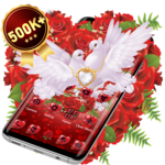 Red Rose Pigeon Heart Theme icon