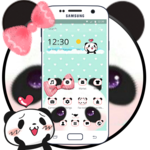 Green Cute Panda Bowknot Theme icon
