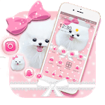 Pink Cute Puppy Dog Pet Bowknot Theme icon