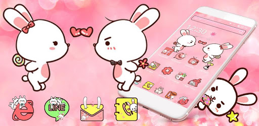 Love Rabbit Pink Theme Cute Bunny Iconpack pc screenshot