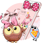Cute Cartoon Owl Bowknot Theme for pc icon
