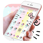 Cute Colorful Rainbow Kitty Bowknot Theme icon