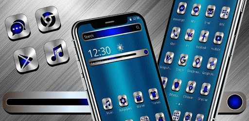 Blue Silver Metal Launcher Theme pc screenshot Blue Silver Metal Launcher Theme pc screenshot