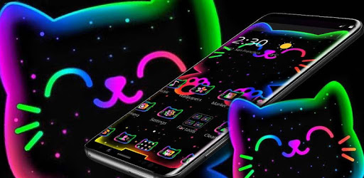 Colorful Neon Black Cat Theme pc screenshot Colorful Neon Black Cat Theme pc screenshot