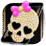 Gold Diamond Skull Pink Bowknot Theme icon