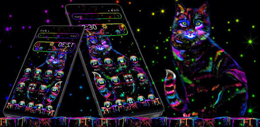 Fluorescent Neon Black Cat Launcher theme pc screenshot Fluorescent Neon Black Cat Launcher theme pc screenshot