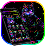 Fluorescent Neon Black Cat Launcher theme icon