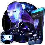 Neon Robotic girl 3D Theme icon