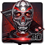 Neon 3D tech blood skull theme icon