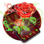 3D Neon Red Rose Launcher Theme icon
