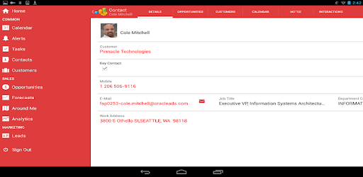 Oracle Sales Cloud Mobile pc screenshot Oracle Sales Cloud Mobile pc screenshot