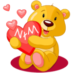 Sticky teddy bear love heart icon